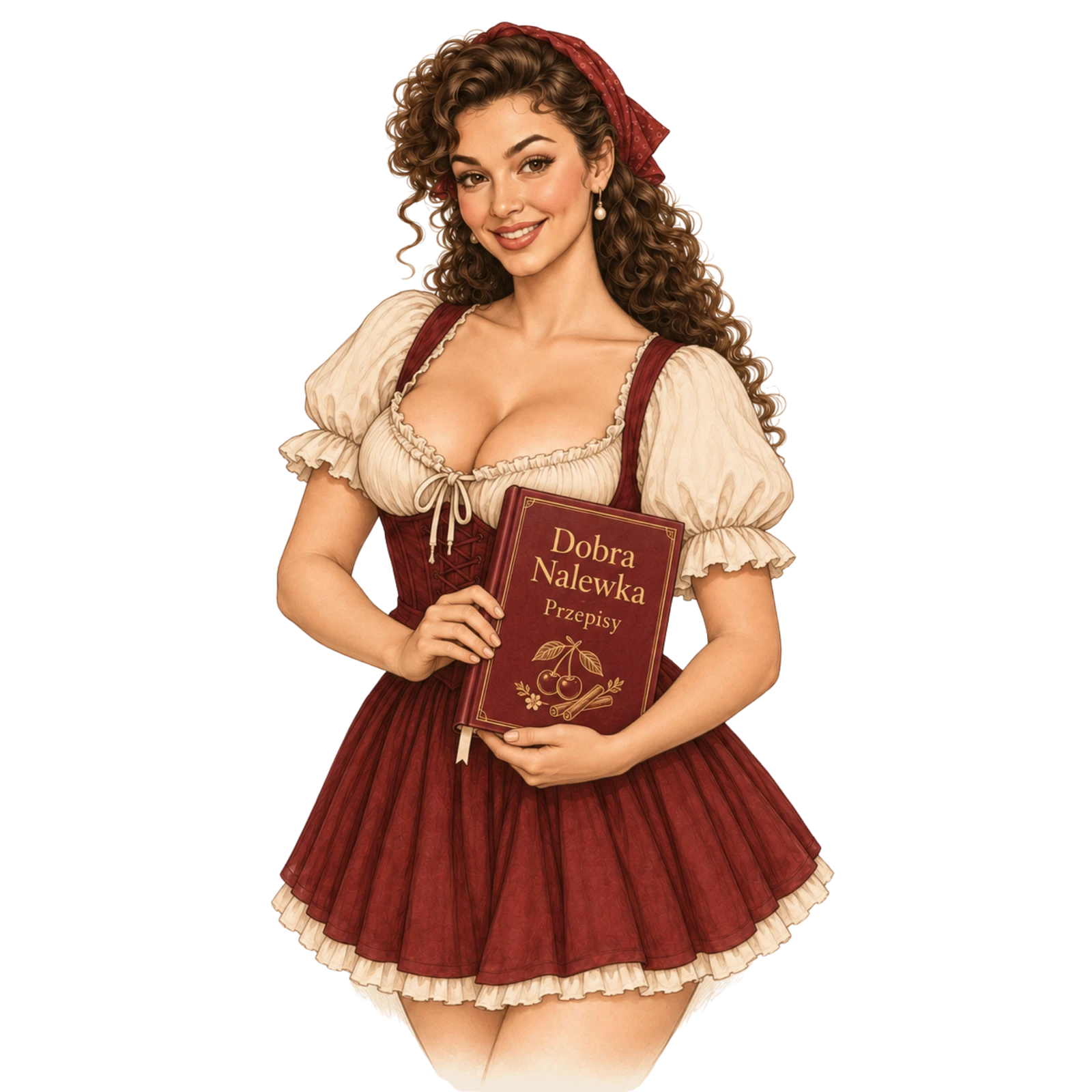 Hania z książką o nalewkach — ilustracja Dobra Nalewka
